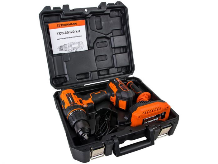 Шурупокрут-дриль ударний акумуляторний Tekhmann TCD-60/i20 kit 20В 1x2А·год 60Нм 440·1650об·хв 1.55кг
