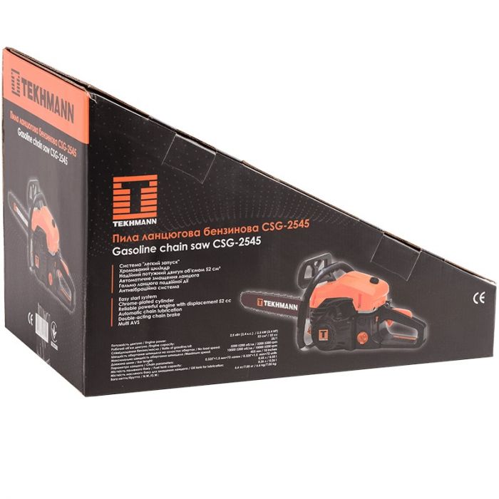 Пила ланцюгова бензинова Tekhmann CSG-2545 45см 2.5кВт/3.4л.с. 52см3 6.6кг
