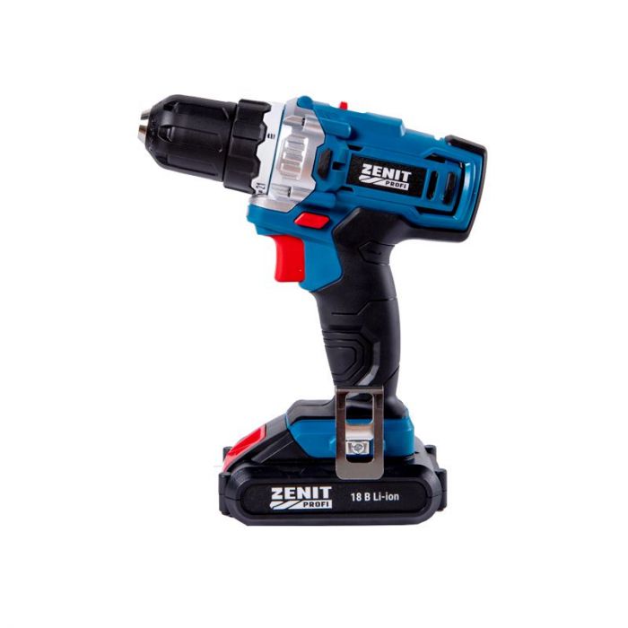 Шурупокрут-дриль акумуляторний Зеніт ЗША-18/2 Li Профі 18В 2х2А·год 27Нм 0-400·1500об·хв 1кг кейс