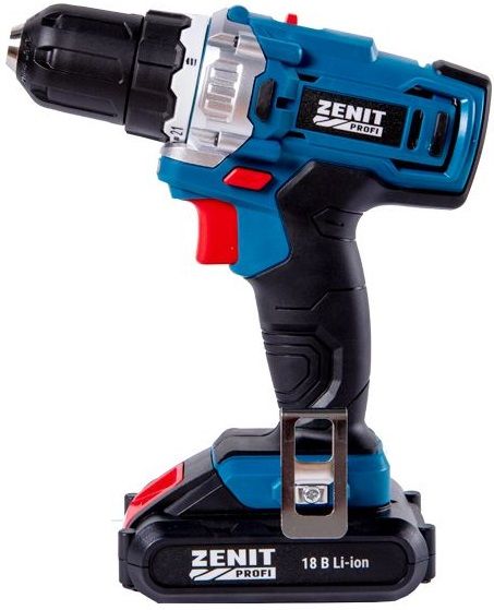 Шурупокрут-дриль акумуляторний Зеніт ЗША-18/2 Li Профі 18В 2х2А·год 27Нм 0-400·1500об·хв 1кг кейс