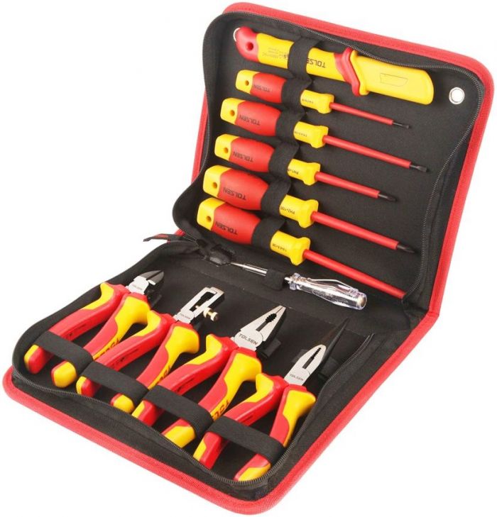 Набір інструментів Tolsen VDE, діелектричний, 11шт, для електрика 1000В, CrV та S2