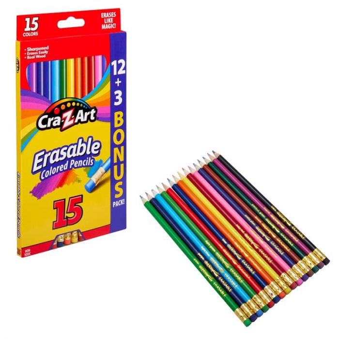 Кольорові олівці Cra-Z-Art з гумкою, 15шт