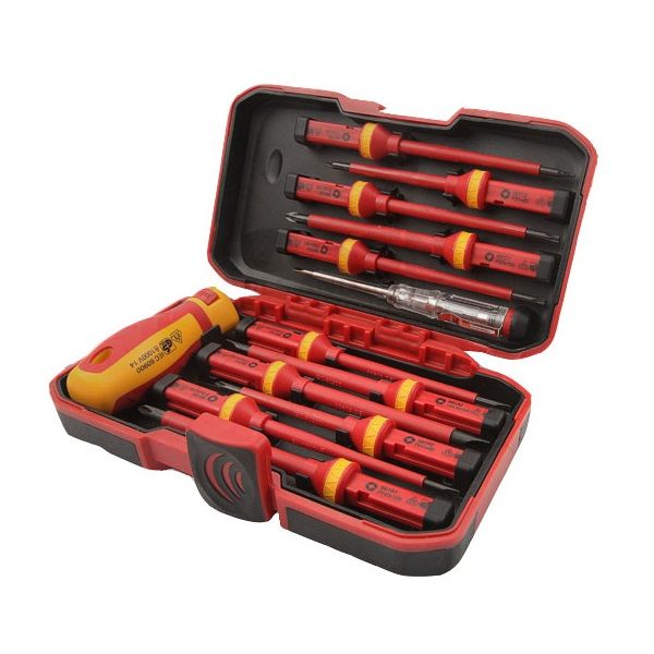 Викрутки Tolsen VDE набір 13шт, діелектричні, PH, PZ, Torx, CrV, кейс