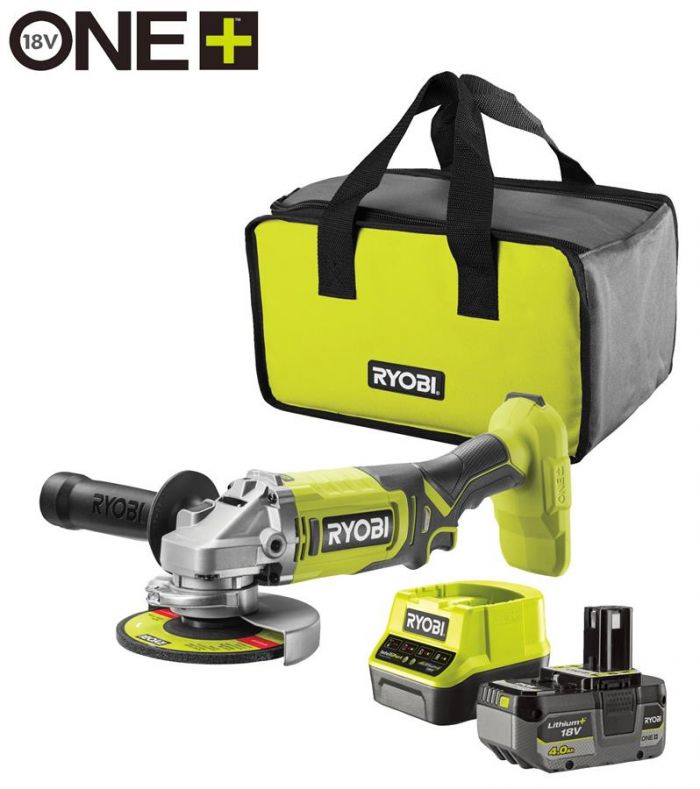 Шліфмашина кутова акумуляторна Ryobi ONE+ RAG18125-1C40S 125мм 18В 1х4А·год 9000об·хв 2.2кг сумка