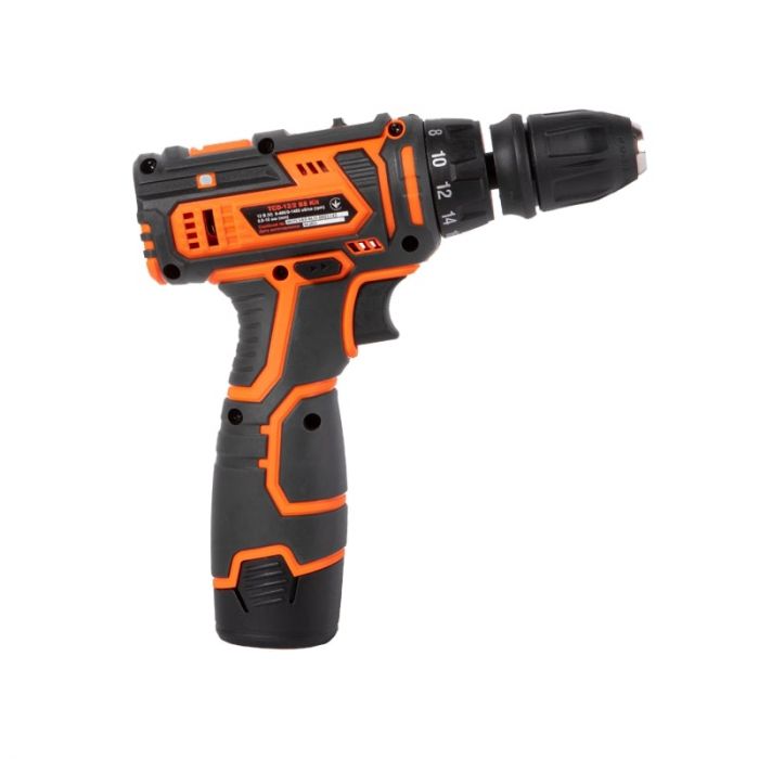 Шурупокрут-дриль акумуляторний Tekhmann TCD-12/2 BS Kit 12В 1х2А·год 30Нм 0-400·1400об·хв 1кг кейс з приляддям