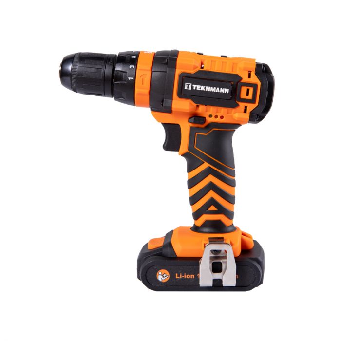 Шурупокрут-дриль акумуляторний Tekhmann TCD-18 Li 2.0 18В 1х2А·год 28Нм 0-350·1300об·хв 1.3кг кейс