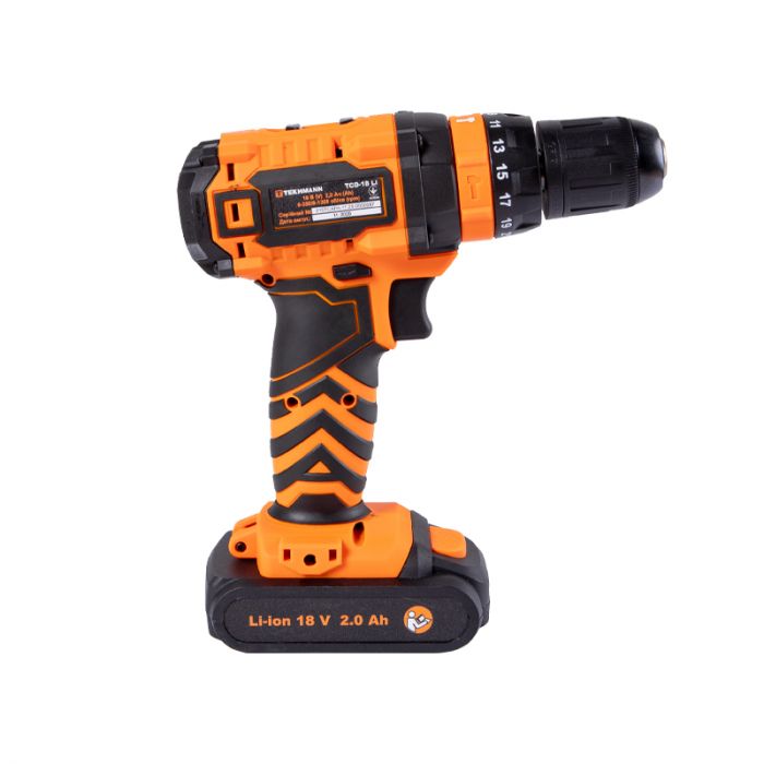 Шурупокрут-дриль акумуляторний Tekhmann TCD-18 Li 2.0 18В 1х2А·год 28Нм 0-350·1300об·хв 1.3кг кейс