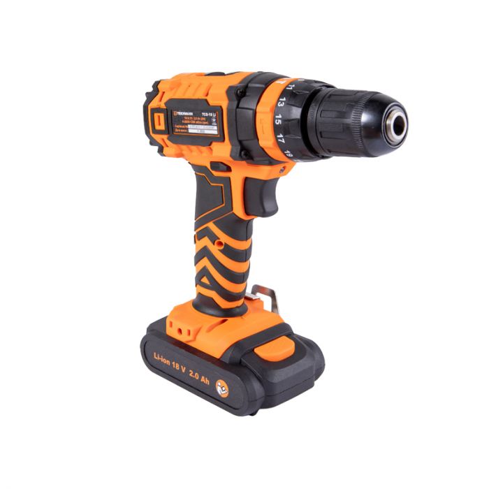 Шурупокрут-дриль акумуляторний Tekhmann TCD-18 Li 2.0 18В 1х2А·год 28Нм 0-350·1300об·хв 1.3кг кейс