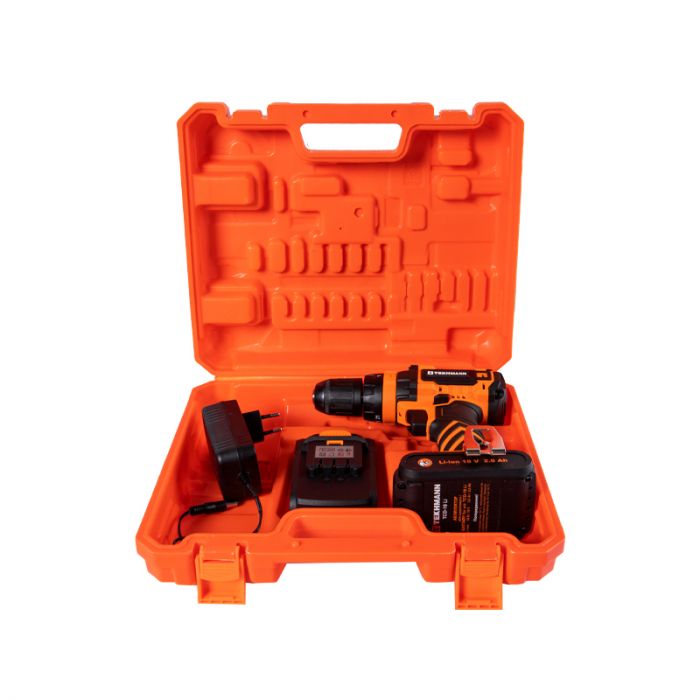 Шурупокрут-дриль акумуляторний Tekhmann TCD-18 Li 2.0 18В 1х2А·год 28Нм 0-350·1300об·хв 1.3кг кейс