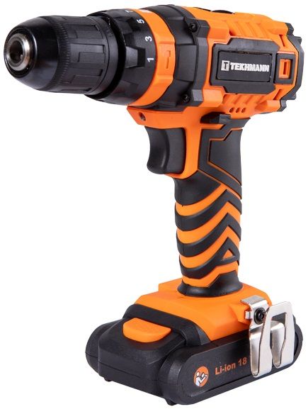 Шурупокрут-дриль акумуляторний Tekhmann TCD-18 Li 2.0 18В 1х2А·год 28Нм 0-350·1300об·хв 1.3кг кейс
