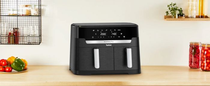 Мультипіч Tefal Dual Easy Fry XXL, 2700Вт, чаша-6.5+4.5л, сенсорне керув., 2 чаши, гриль, пластик, чорний