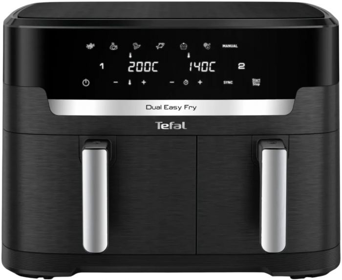 Мультипіч Tefal Dual Easy Fry XXL, 2700Вт, чаша-6.5+4.5л, сенсорне керув., 2 чаши, гриль, пластик, чорний