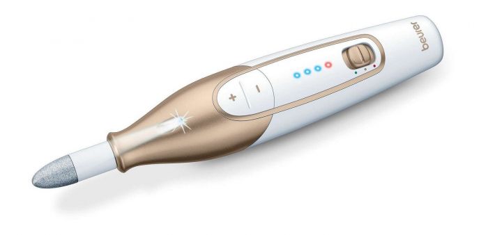 Манікюрний набір Beurer, аккумул., насадок-10, з підсвіткою, біло-золотий