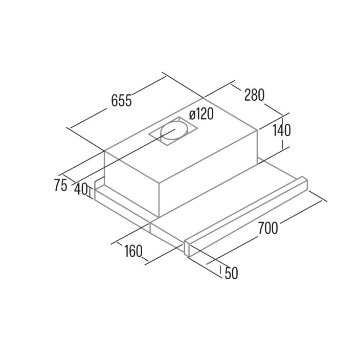 Витяжка Cata телескопічна, 70см, 600м.куб/год, TF-2003 Duralum 700, нерж
