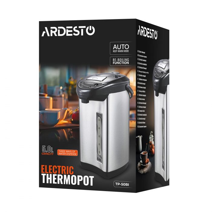 Термопот ARDESTO 5л, пластик,  сіро-чорний
