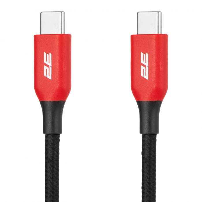 Кабель 2E USB-C > USB-C заряджання/синхронізації 100Вт PD, 1м, чорний
