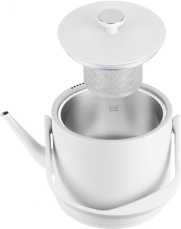 Електрочайник Catler 0.6л, Strix, заварник, нерж. сталь, підтримка температури, сенс. керув., білий