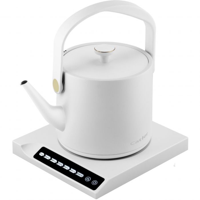 Електрочайник Catler 0.6л, Strix, заварник, нерж. сталь, підтримка температури, сенс. керув., білий