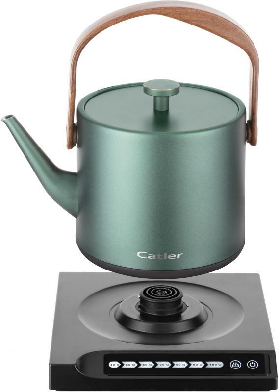 Електрочайник Catler 0.6л, Strix, заварник, нерж. сталь, підтримка температури, сенс. керув., темно-зелений