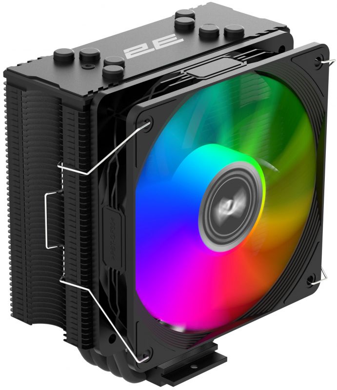 Процесорний кулер 2E GAMING Air Cool ACN120B-ARGB, LGA1851, 1700, 1200, 115x, 1366, AM5, AM4, AM3, AM3+, 4pin PWM, 3pin +5VARGB, TDP 180W