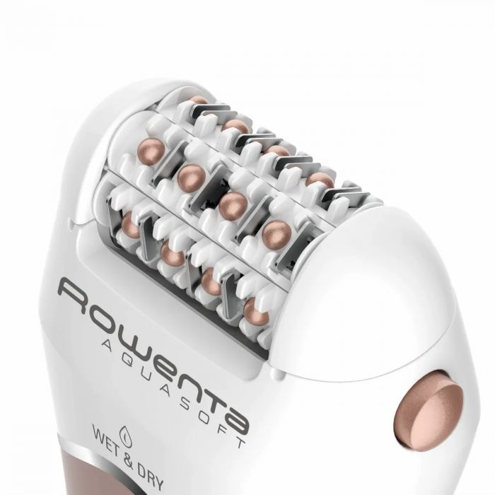 Епілятор Rowenta Aquasoft Wet&Dry пінцетний, акумуляторний , пінцет.-24, волог.+сух., насадок-4, пудровий