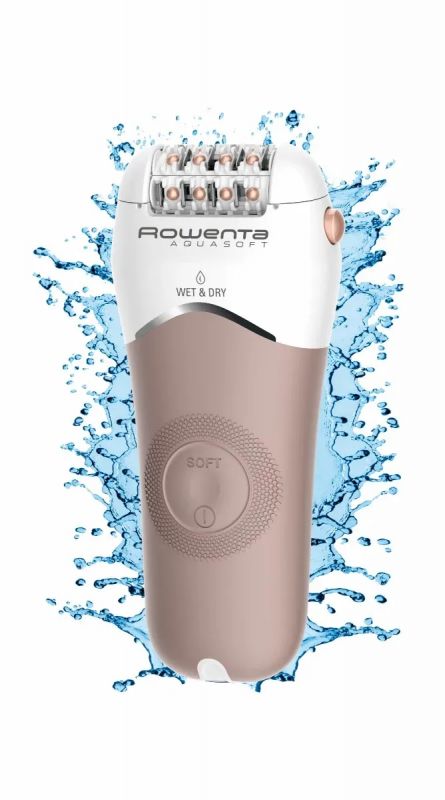 Епілятор Rowenta Aquasoft Wet&Dry пінцетний, акумуляторний , пінцет.-24, волог.+сух., насадок-4, пудровий