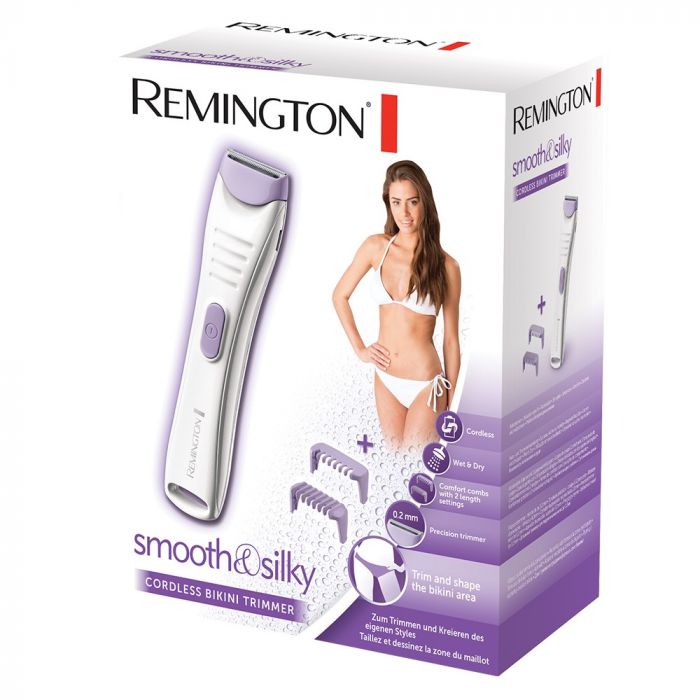 Тример Remington, для тіла та інтимних зон Smooth&Silky, акум., насадок-2, для жінок, кейс, сталь, фіолетовий