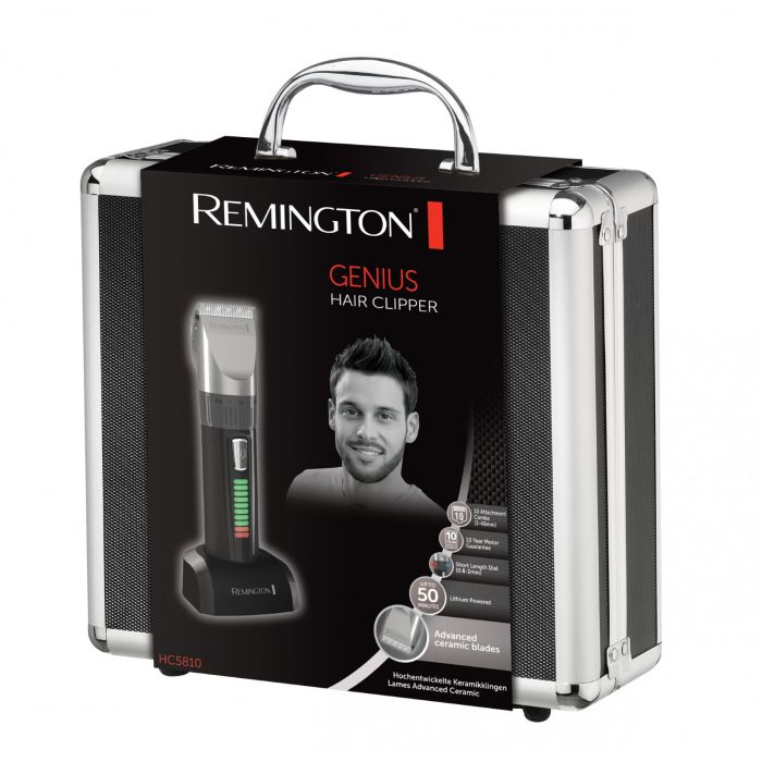 Машинка для стрижки Remington Genius, мережа+акум., насадок-8, кейс,ножиці, гребінець в компл, кераміч.напилення, чорний