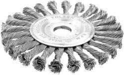Щітка дискова Tolsen Профі, переплетений дріт 0.5мм, 125мм, посадковий розмір 22.2мм