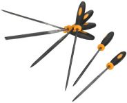 Надфілі по металу Tolsen, набір 6шт, алмазні, діаметр 3мм, двокомпонентне руків'я, 100мм