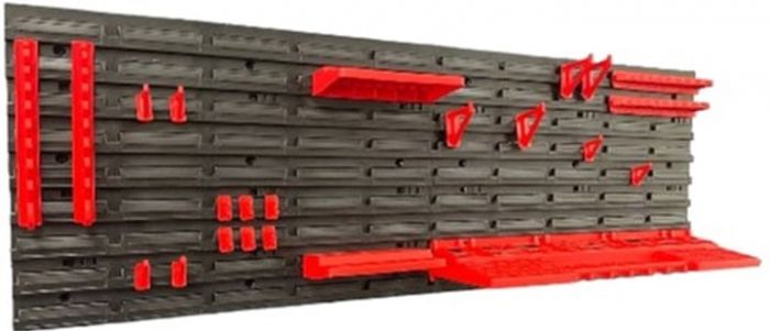 Панель підвісна з набором гачків та полиць Kistenberg KS_kit14, 2 панелі 57.6*1.8*39см, 20 гічків, 3 полиці, пластик