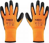 Рукавички робочі Neo Tools, латексне покриття, поліестер, р.8, помаранчево чорні
