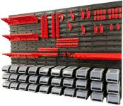 Панель підвісна з набором контейнерів, гачків та полиць Kistenberg KS_kit12, 4 панелі 57.6*1.8*39см, 30 контейнерів, 40 гічків, 4 полиці, пластик