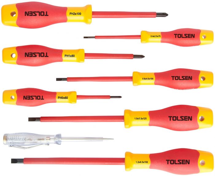 Викрутки Tolsen Premium, набір 8шт, діелектричні, для робіт під напругою 1000В