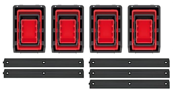 Панель підвісна з набором контейнерів для зберігання Kistenberg KST16, 5 панелей 38.6*0.8*4.3см, 16 контейнерів,  пластик