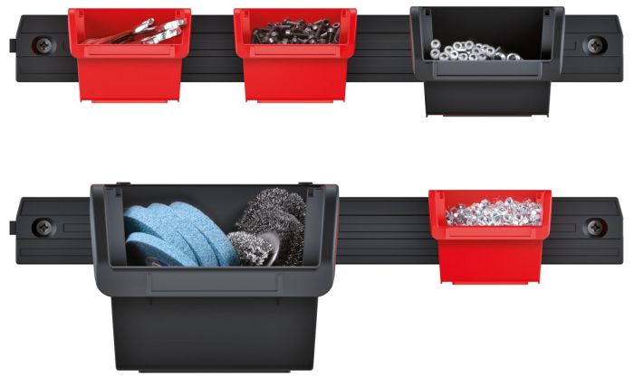 Панель підвісна з набором контейнерів для зберігання Kistenberg KST16, 5 панелей 38.6*0.8*4.3см, 16 контейнерів,  пластик