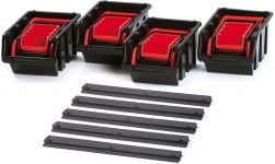 Панель підвісна з набором контейнерів для зберігання Kistenberg KST16, 5 панелей 38.6*0.8*4.3см, 16 контейнерів,  пластик