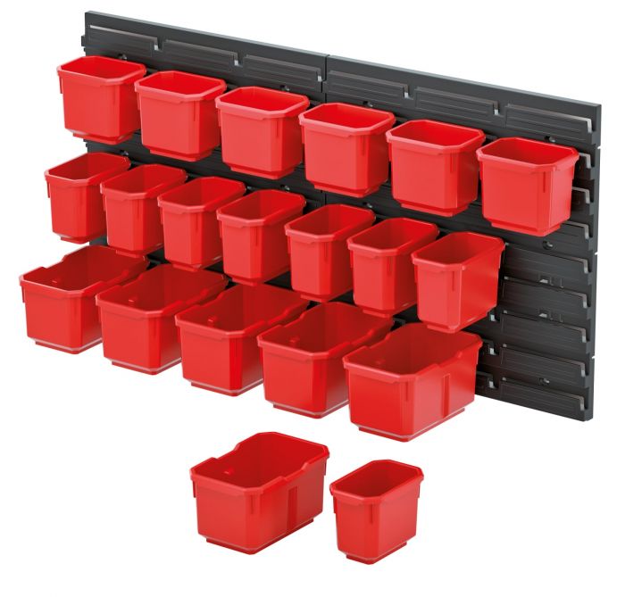 Панель підвісна з набором контейнерів для зберігання Kistenberg KOR6, 2 панелі 38.6*1.8*39см, 20 контейнерів, пластик