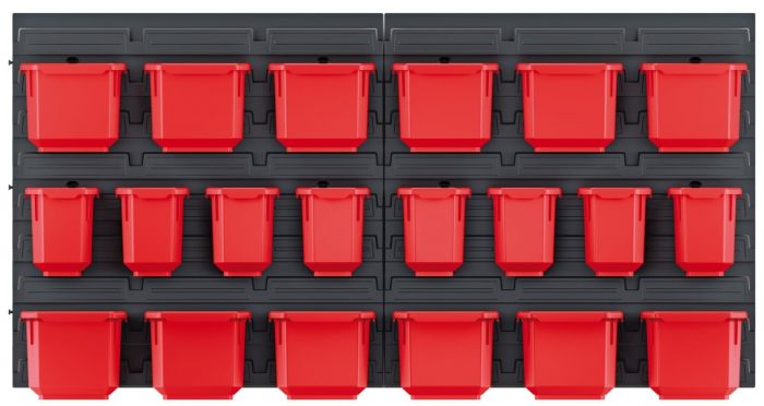 Панель підвісна з набором контейнерів для зберігання Kistenberg KOR4, 2 панелі 38.6*1.8*39см, 10 контейнерів, 20 гачків, пластик