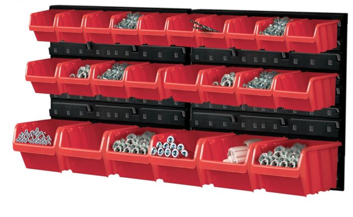 Панель підвісна з набором контейнерів для зберігання Kistenberg KOR2, 2 панелі 38.6*1.8*39см, 24 контейнерів, пластик