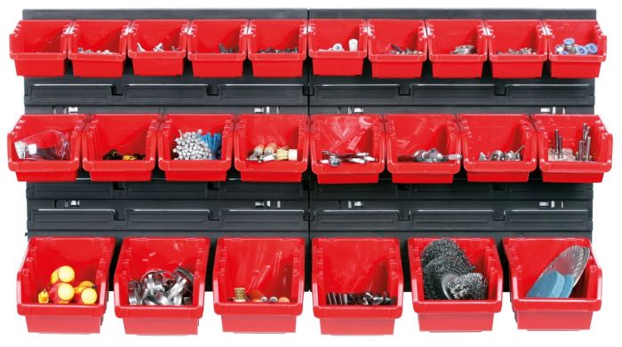 Панель підвісна з набором контейнерів для зберігання Kistenberg KOR2, 2 панелі 38.6*1.8*39см, 24 контейнерів, пластик