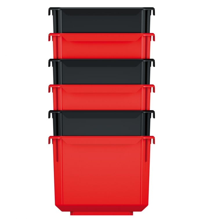 Набір контейнерів для зберігання Kistenberg X Block, 6 од., 14*7.5*28см, пластик, червоні та чорні