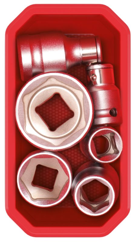 Набір контейнерів для зберігання Kistenberg X Block, 6 од., 14*7.5*28см, пластик, червоні та чорні