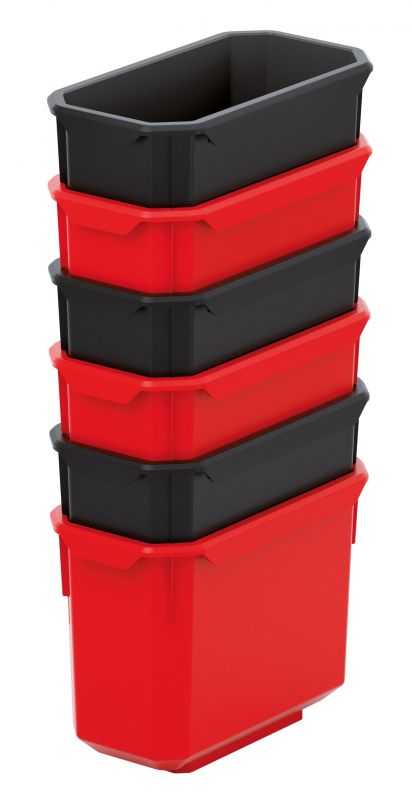 Набір контейнерів для зберігання Kistenberg X Block, 6 од., 14*7.5*28см, пластик, червоні та чорні