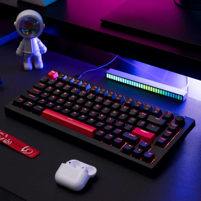 Клавіатура механічна Lemokey  X4 84Key, Keychron Brown, USB-A, QMK/VIA, EN/UKR, Red led, чорний