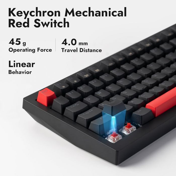 Клавіатура механічна Lemokey  X4 84Key, Keychron Red, USB-A, QMK/VIA, EN/UKR, Red led, чорний