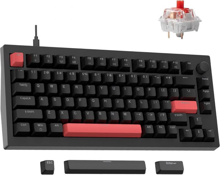 Клавіатура механічна Lemokey  X4 84Key, Keychron Red, USB-A, QMK/VIA, EN/UKR, Red led, чорний