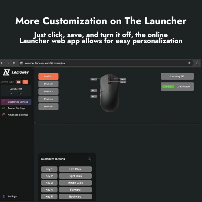 Миша Lemokey G1 USB-A/USB-C/WL/BT, 8K, чорний