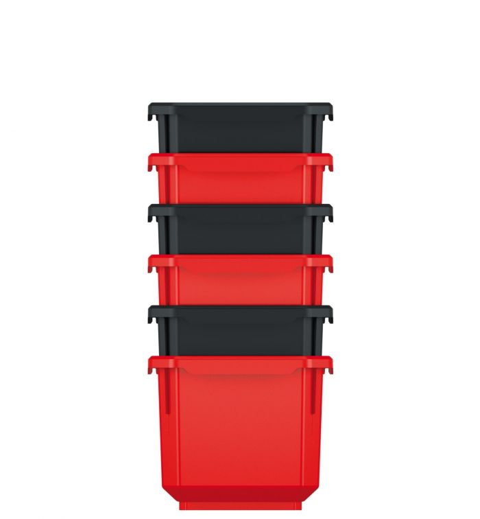 Набір контейнерів для зберігання Kistenberg TITAN, 6 од., 11*7.5*26.3см, пластик, червоні та чорні