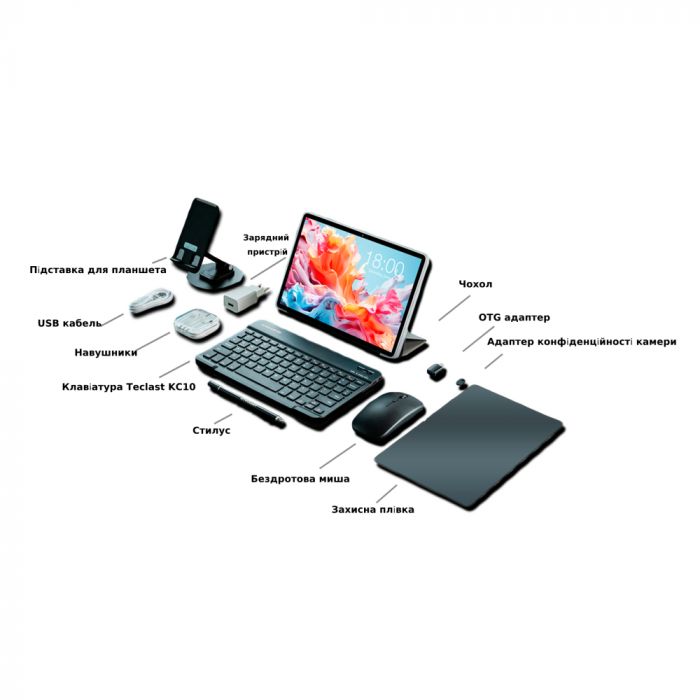 Планшет Teclast P30T KIT 10,1" 4ГБ, 128ГБ, 6000мА•год, Android, сірий
